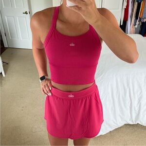 ALO Yoga Seamless Ribbed Favorite Bra Tank PINK SUMMER CRUSH LARGE